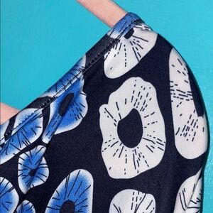 Blue and White Floral Patterned women’s set asymmetrical top and leggings